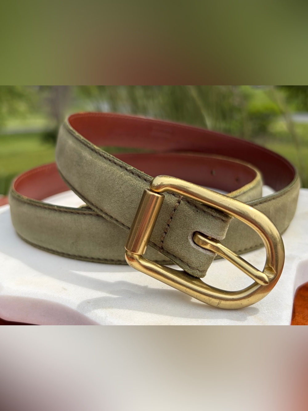 Vintage COACH Suede Leather Brass Belt 8528 EUC